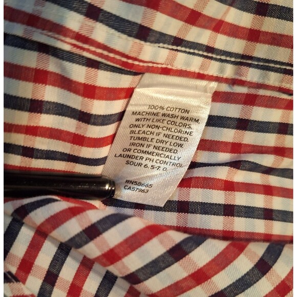 NORDSTROM RACK Long Sleeve Men 16.5 34/35 Traditional Fit Rd/Blk/Wht Gingham - Picture 9 of 13
